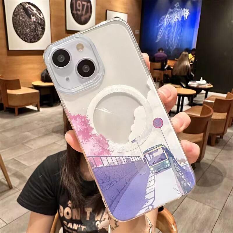 Landscape Scenery Magnetic Wireless Charge Case For iPhone 11 12 Pro Max 17 Air 16 16E Mini 7 8 Plus Clear Soft Cover