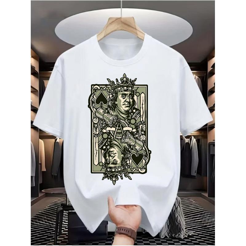 Herren Money Poker Motiv T-Shirt - Hip-Hop Streetwear Rundhals Kurzarm mit Pokerkarten Aufdruck (Asse Geeignet für den Sommer, Maschinenwaschbar