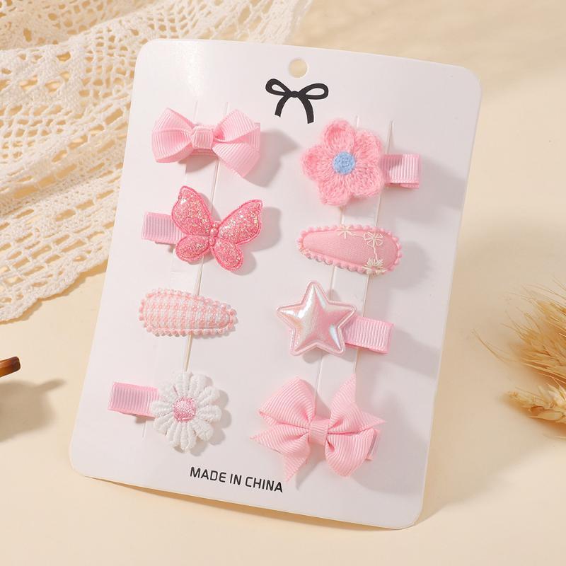 8Pcs/Set New Cute Fresh Minni Bowknot Hair Clips For Woman Girls Sweet Flower Star Hairgripes Barrette Hair Accessories Gifts