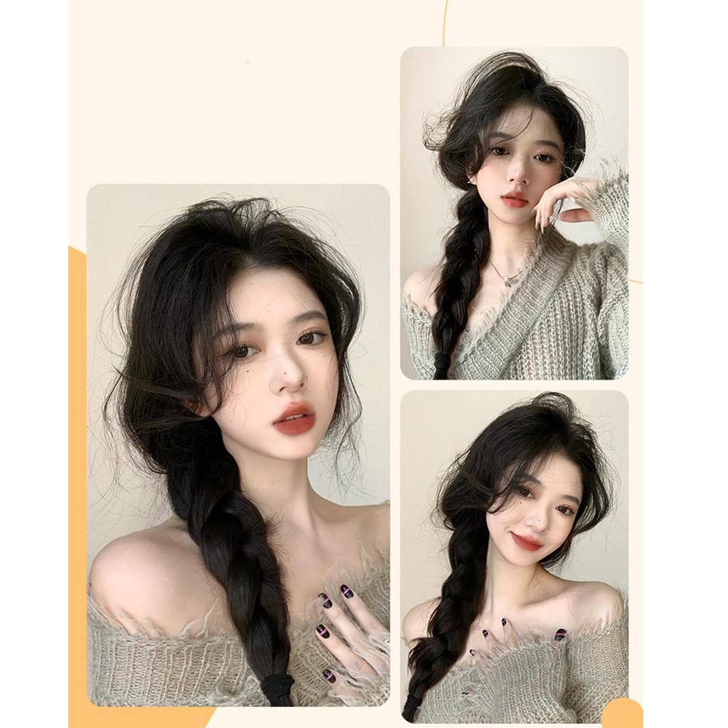 Natunofu Wig Hair Baby Hair Ponytail Ring Twin Braided Dance Hair Hair Hair Easy To Natural Look Extensions, Braided, Extensions, 2-Piece Set, Wig,