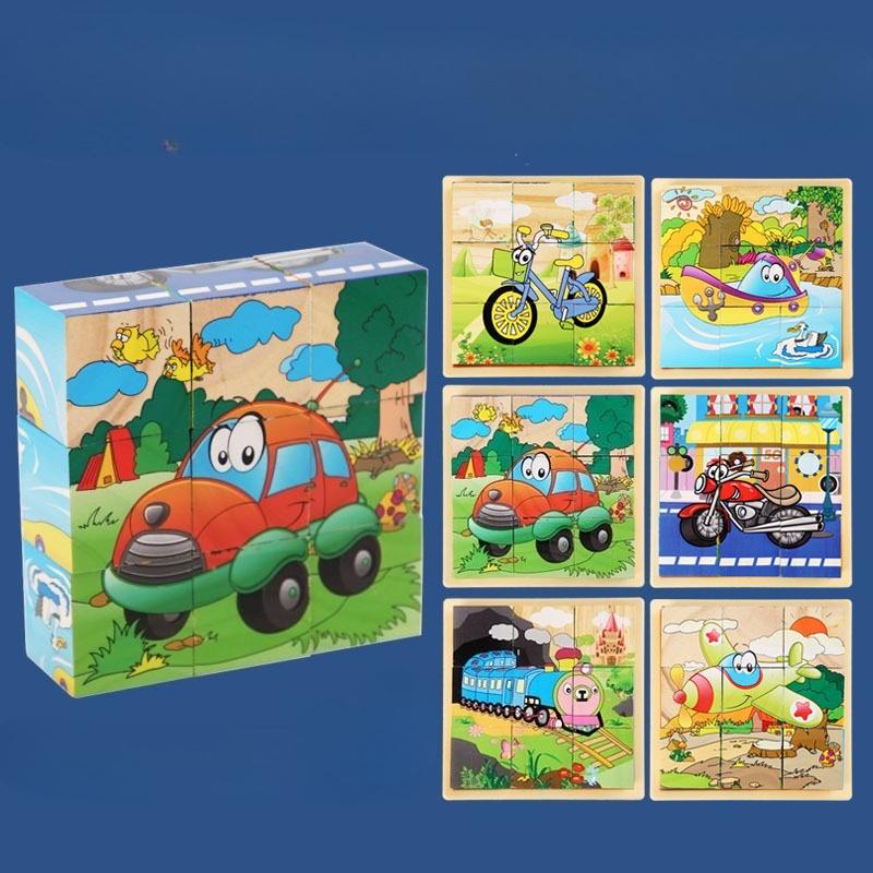 3D Wooden Puzzle – Educational Flip & Build Blocks for Kindergarten Kids