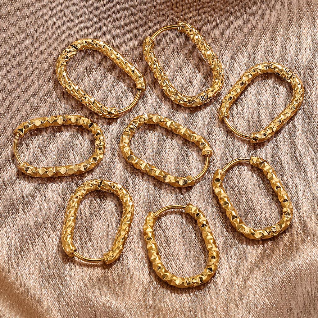 6pcs Stainless Steel Rectangular Textured Earrings Earring Hooks Fittings 18K PVD Gold Plated DIY Jewellery Parts Earrings