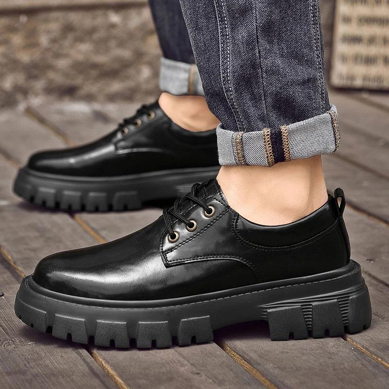 Modische Herren Freizeitschuhe aus Leder für Business und Werkzeugbau Stilvolle Dicksohlige Designerschuhe Hohe Qualität Bequeme Oxford-Schuhe zum Gehen