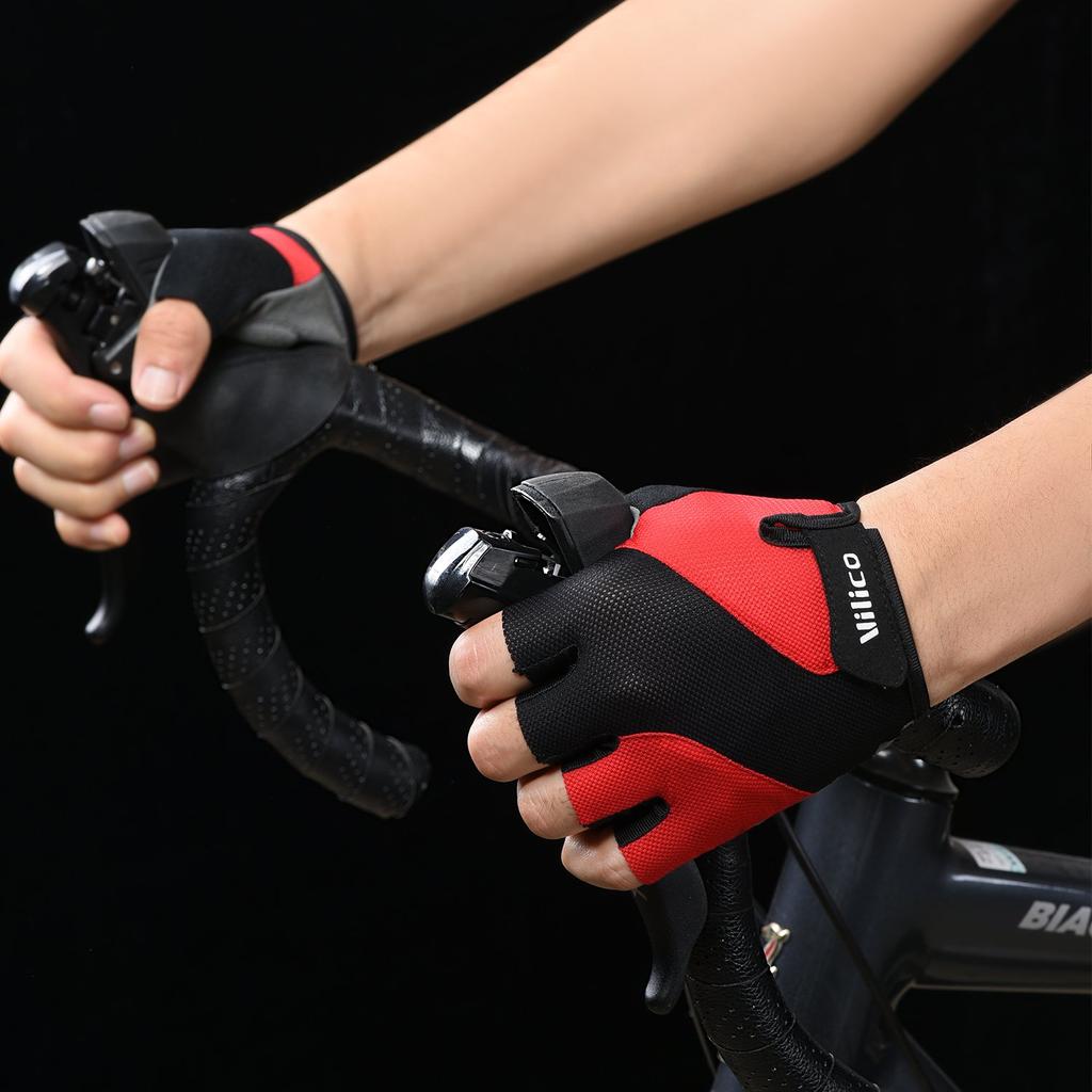 Short Finger Cycling Gloves,High Elasticity Shock Absorption Protection,Breathable Wear-Resistant Sports Spring Summer Gloves
