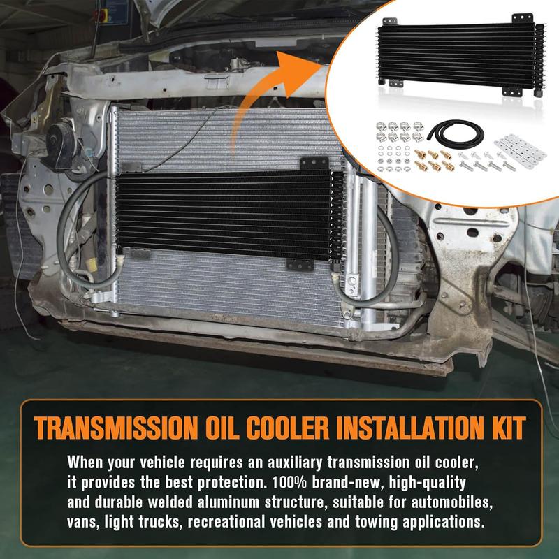 40k Transmission Oil Cooler LPD47391, Compatible with Duty 40,000 GVW Max Low Pressure Drop Trans Cooler with Mounting Hardware