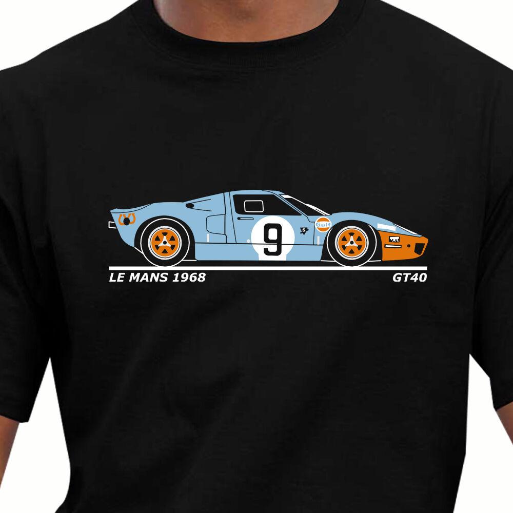 Race Retro Classic 1968 Le Mans Gt40 Racing Car TShirt  Hip Hop Men Short Sleeve T Shirt Men Cotton Tees Streetwear Harajuku S