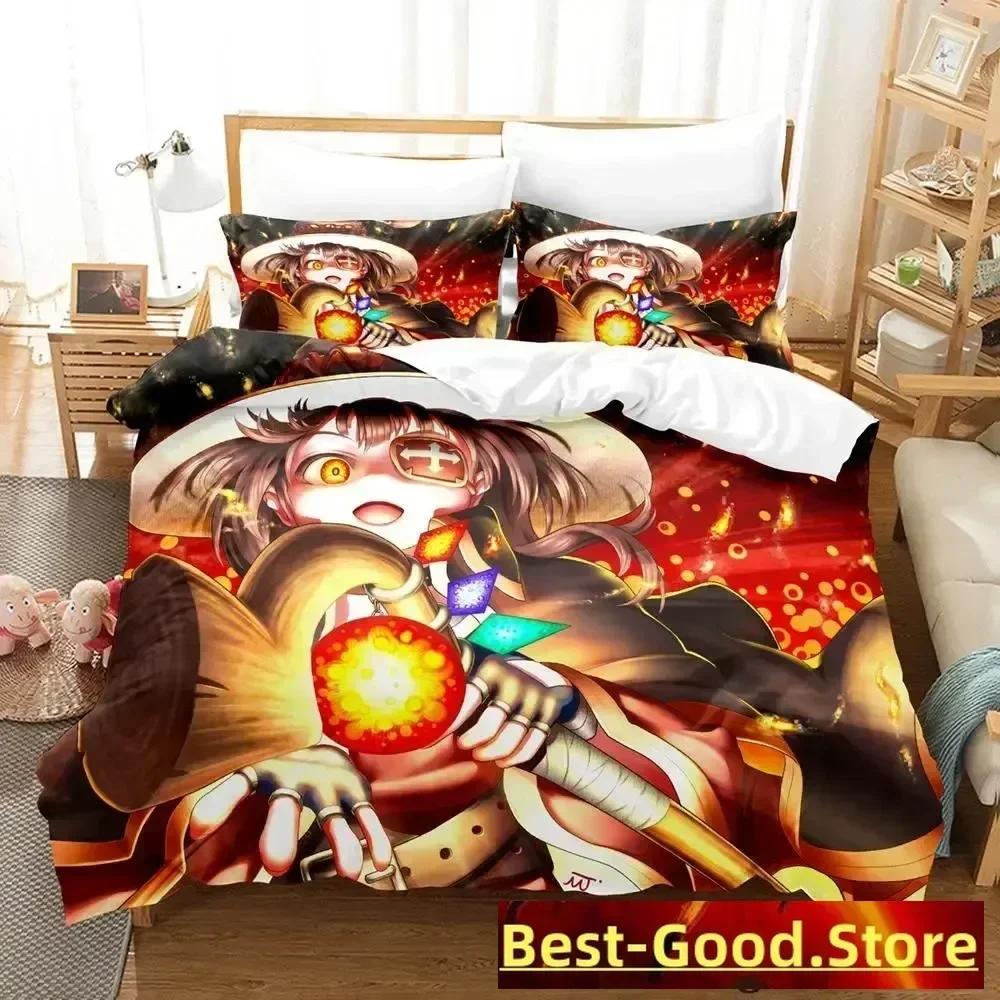 KonoSuba Bedding Set Duvet Cover Sheet Printed Bed Set Pillowcase Bed Full Queen King Size Comforter Bedroom