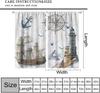 Retro Wood Grain Nautical Curtain Panels, Old Ship Lighthouse Anchor Seashell Full Print Drapes For Seaside Apartment Cafe Decor