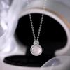 Exquisite White Chalcedony & Diamond Round Pendant Necklace - Versatile High-End Choker