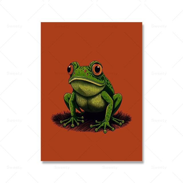 

Ретро лягушка настенный художественный постер ретро эстетическое украшение стены красный и зеленый художественный холст живопись спальня исследование 21cm×30cm NoFrame