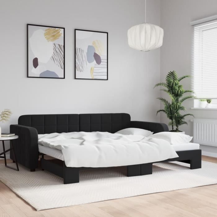 VidaXL Daybed with Trundle Bed Black 90x190 Cm Velvet 3196944