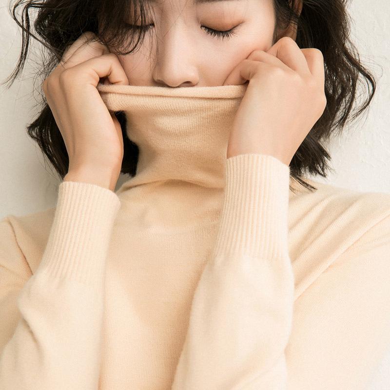 Wool Blend Women's High Neck Turtleneck Knit - 2025 Autumn/Winter Korean Style Slim Fit