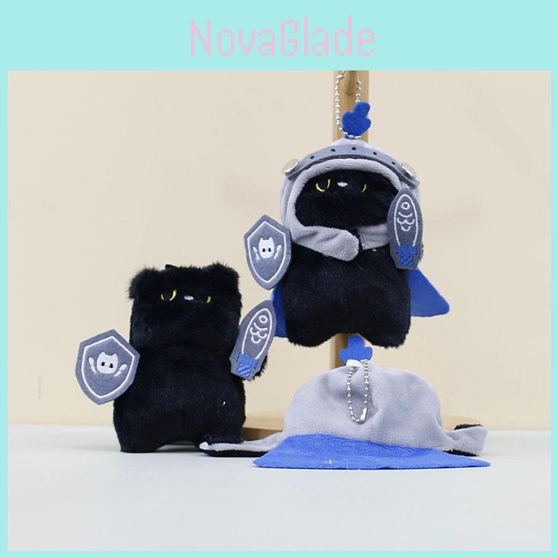 Adorable Knight Cat Plush Toy Cute Cartoon Keychain Soft Pp Cotton Doll Accessory