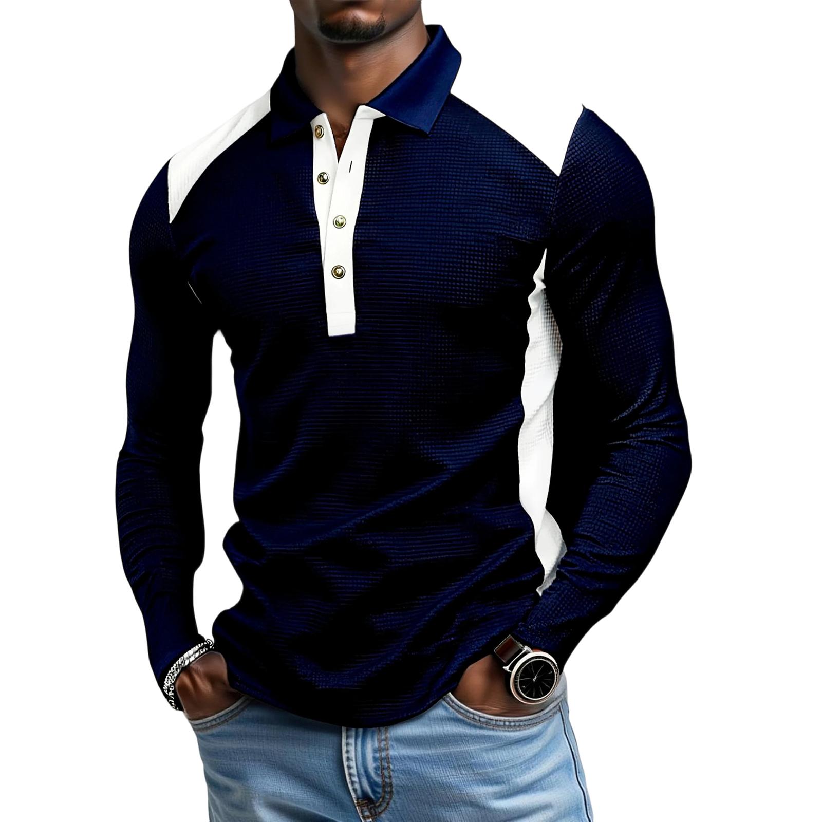 

Men s Leisure Button Flip Collar Long Sleeves Upper Garment S Темно-синій