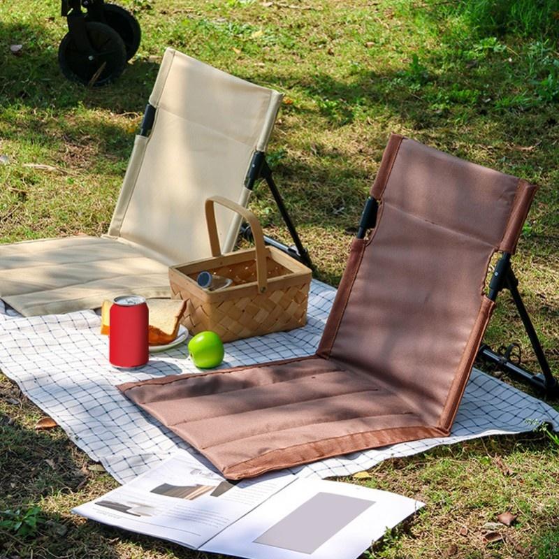 Strand-Bodenstuhl mit verstellbarer Rückenlehne, faltbar, tragbar, leicht, atmungsaktiv, Camping-Bodenstuhl für den Außenbereich, Angeln