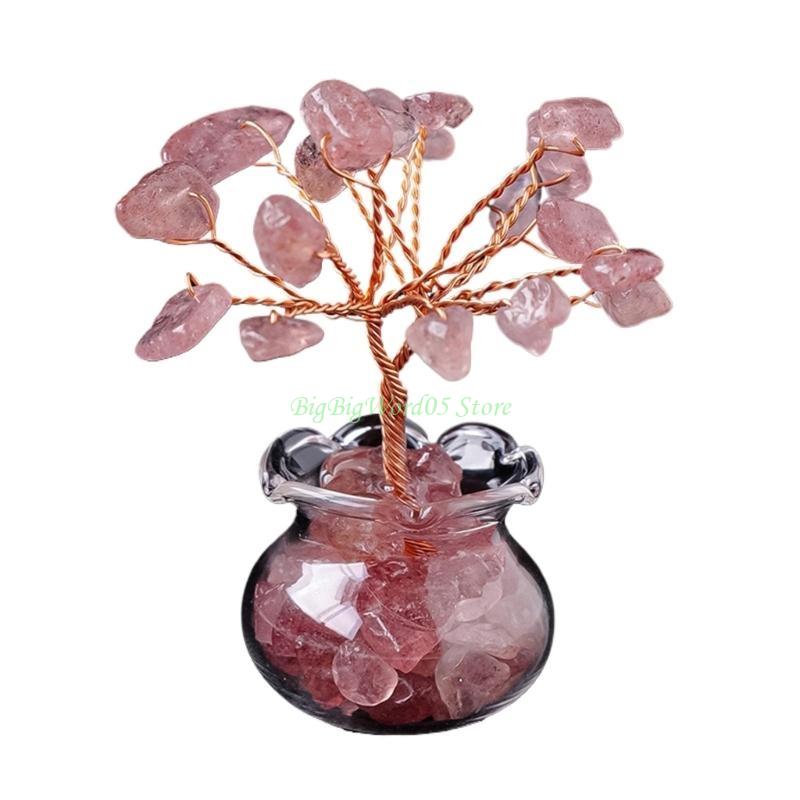 24TE Crystal Stone Energy Tree for Inviting Abundants and Home Decoration Elegant