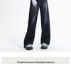 Dark Blue High-Waisted Wide-Leg Jeans for Women - Autumn/Winter 2025 Retro Casual Straight Floor-Length Pants