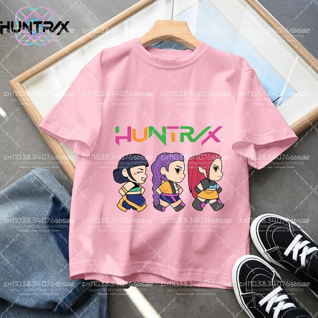 Summer Kpop Demon Hunters Children's Clothing Short Sleeve T-shirt Cute Kpop Demon Hunters Tiger Harajuku Tshirt for Boys Girls