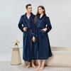 Men's Shawl Collar Robes Full Length Fleece Plush Bathrobes Soft Spa House Coat with Pockets Fluffy Spa Robes Unisex Winter Cozy Warm Spa Long Robe
