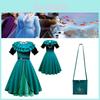 Enchantant Costume Robe Cosplay Anna de La Reine des Neiges pour Enfants pour Fêtes Halloween
