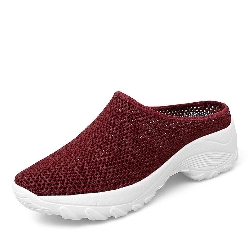 2025 Spring and Autumn New Fashion Casual Shoes Women's Fly-woven Half-drag Platform Shoes Trend One-pedal Women's Shoes