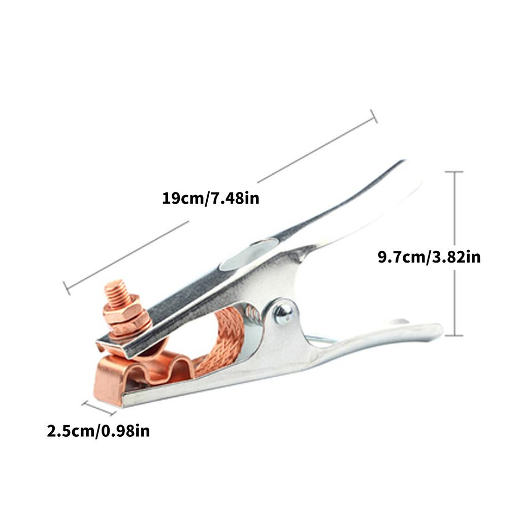 500A Electroplated Welding Ground Clamp High Conductivity Copper Jaws Braided Shunt Earth Grounding Cable Clip Tool