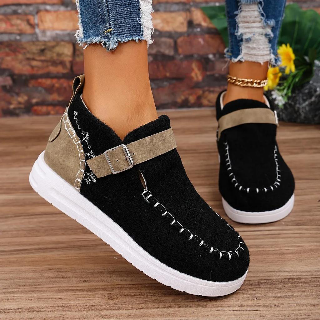 Fashion Fashion Flat Suede Belt Buckle Sneakers for Women Autumn Lace Up Platform Sports Shoes Woman Lightweight Non Slip Casual Shoes