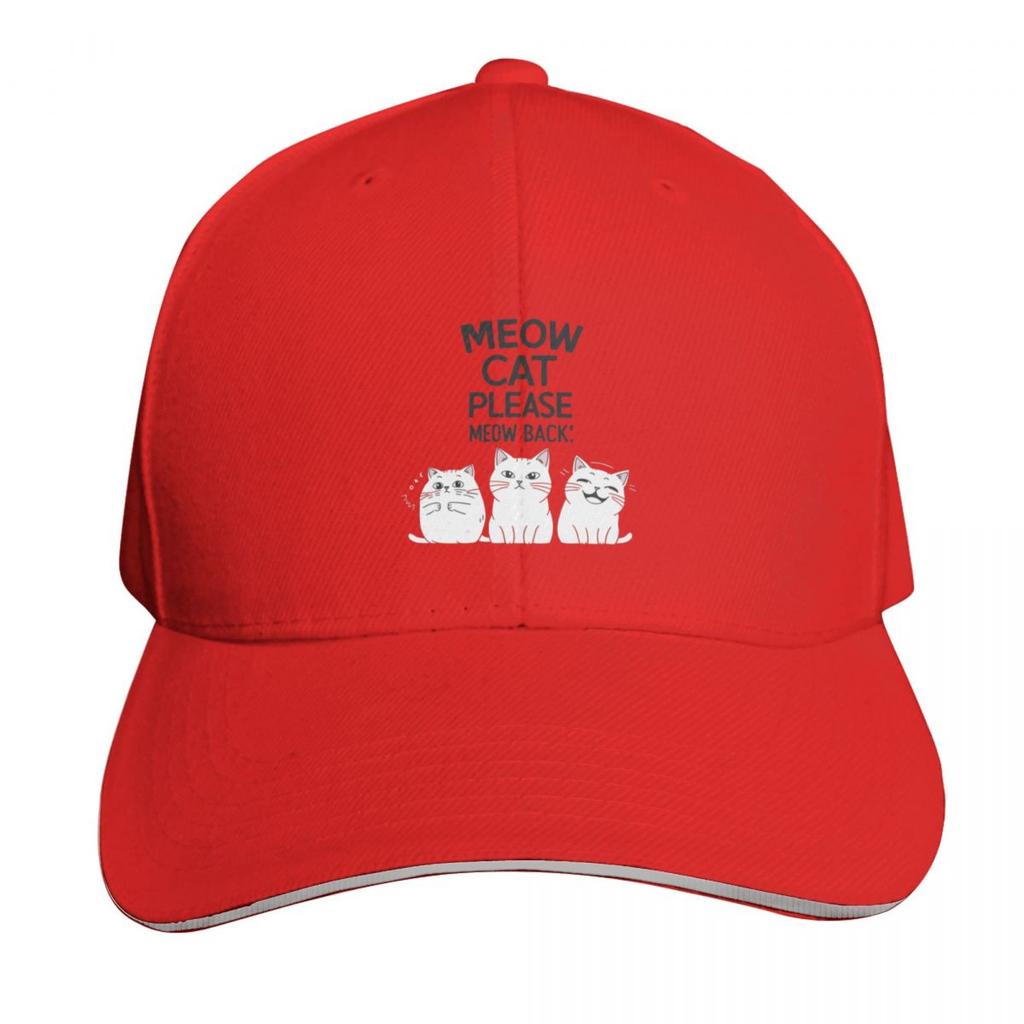 Meowcat pleaseMeowbackeurovision Baseball Cap Strapback Dad Hat Six Panel Structured Crown Sun Protection UPF
