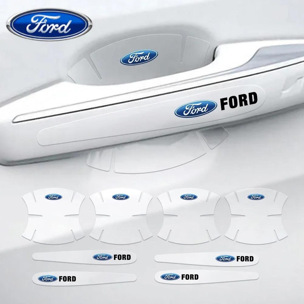 Car Sticker Ford Car Door Handle Cup Protector Stickers Protection Film Accessories For Ford Fiesta Mondeo Fusion Explorer Escap