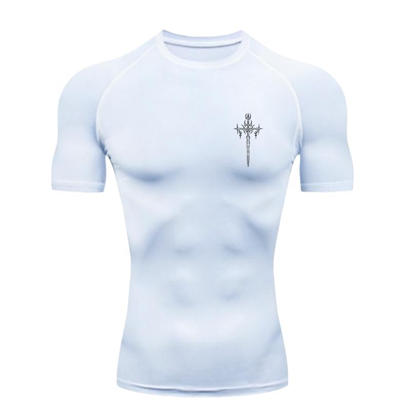 Cross Pattern  Men's Sports T-shirt Training Fitness Compression Quick Dry Short Sleeve T-Shirt for Men