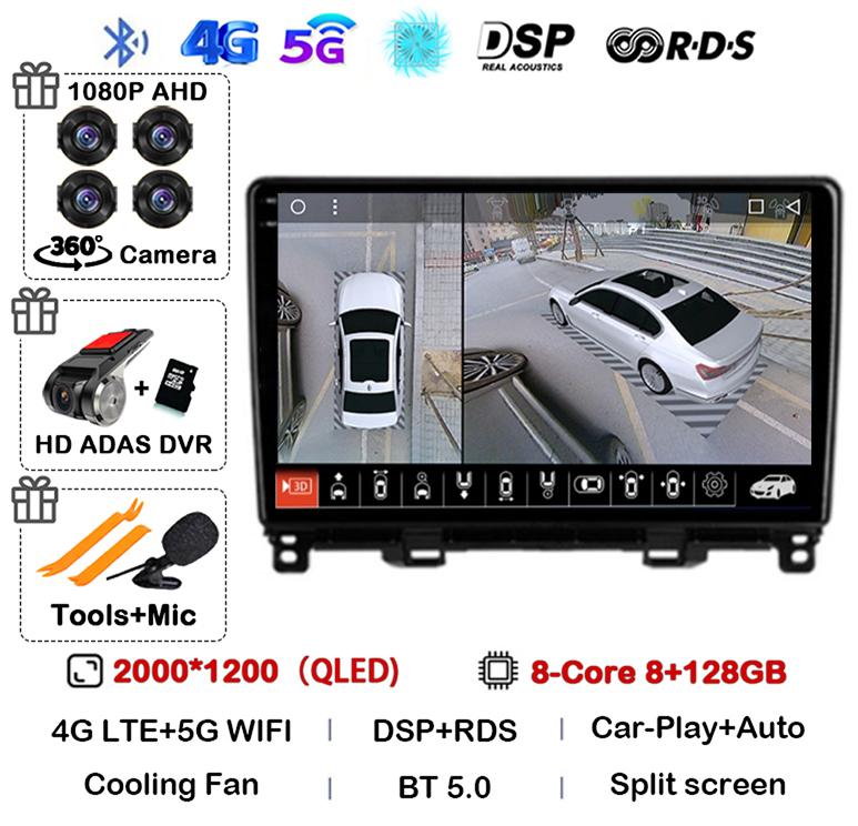 Android 14 Carplay Auto WIFI+4G For Honda Jazz 4 2020 2021 2022 Car Radio Multimedia Player Navigation GPS Stereo Head Unit DSP