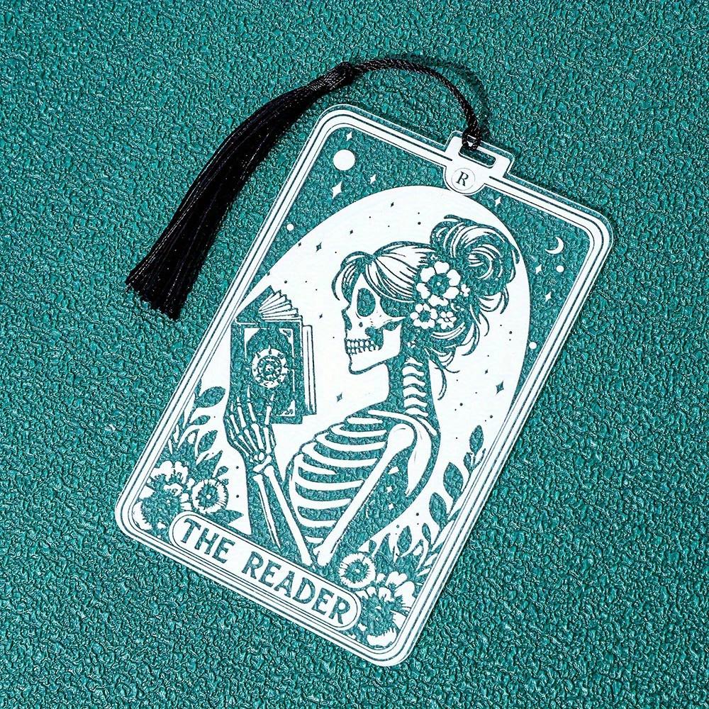 New Gothic Style Acrylic Bookmarks, Clear Skull Man Pattern Bookmarks, Stationery Book Accessories Reading Markers