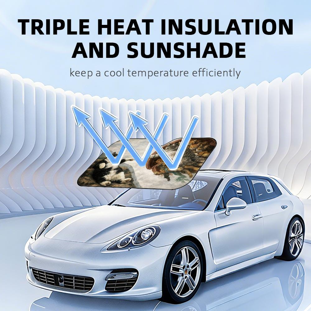 Famous Paintings Parody Sun Visor Car Windshield Sun Shade UV Protection Heat Insulation Cover Universal Sun Protector