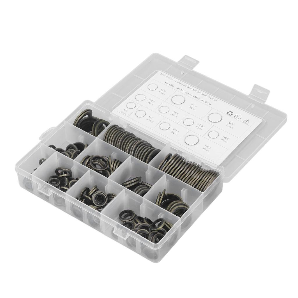 230 Pcs Oil Seal Washer Assortment Kit M6 To M26 Self Centered Metal Rubber Oil Drain Plug Gasket