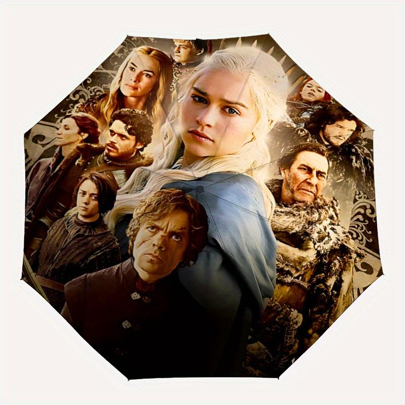 1pc Game of Thrones Inspired Automatic, Cute Cartoon Pattern, Portable Outdoor Umbrella, Perfect, Holiday Gift for fans.A097