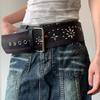 Fashionable Rivet Studded Wide Belt For Women Men Pin Buckles PU Waistband for Street Wear Jeans Pants Waist Accessory