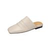 Fashion 2025 New Sandals Women's Genuine Leather Square Toe Slip-on Flats Summer Slippers Soft Comfortable Casual Female Outdoor Mules