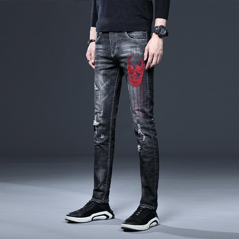 embroidered skull jeans 
