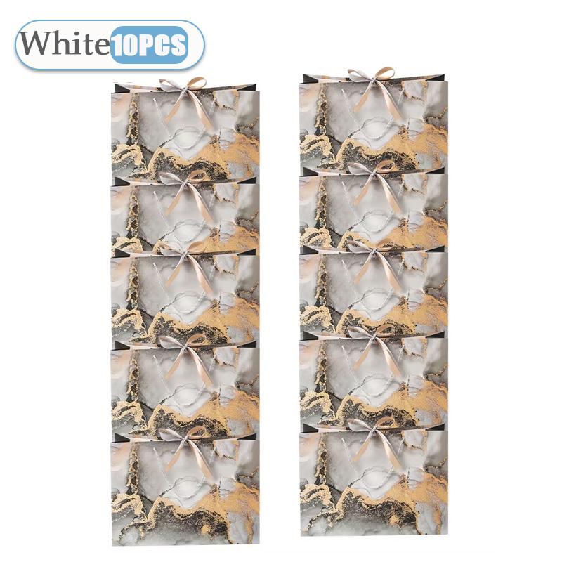 Large Marble Tote Bag with Green Gold Ribbon Bow Durable Storage Shopping Bag for Wedding Birthday Party Bridesmaid Gift Use