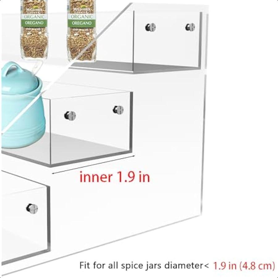 Acrylic Tiered Spice Shelf Organizer 3Tier Transparent Countertop Spice Rack 12.21 X 6.33 X 4.56 Inches Kitchen Pantry Storage