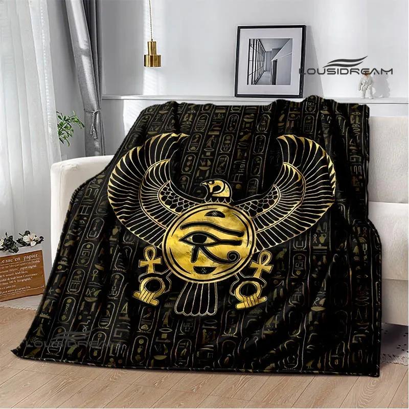 Egyptian Pictograph Symbol Printed Blanket Picnic Blanket Warm Flannel Blankets Home Bed Linings Blankets for Beds Birthday Gift