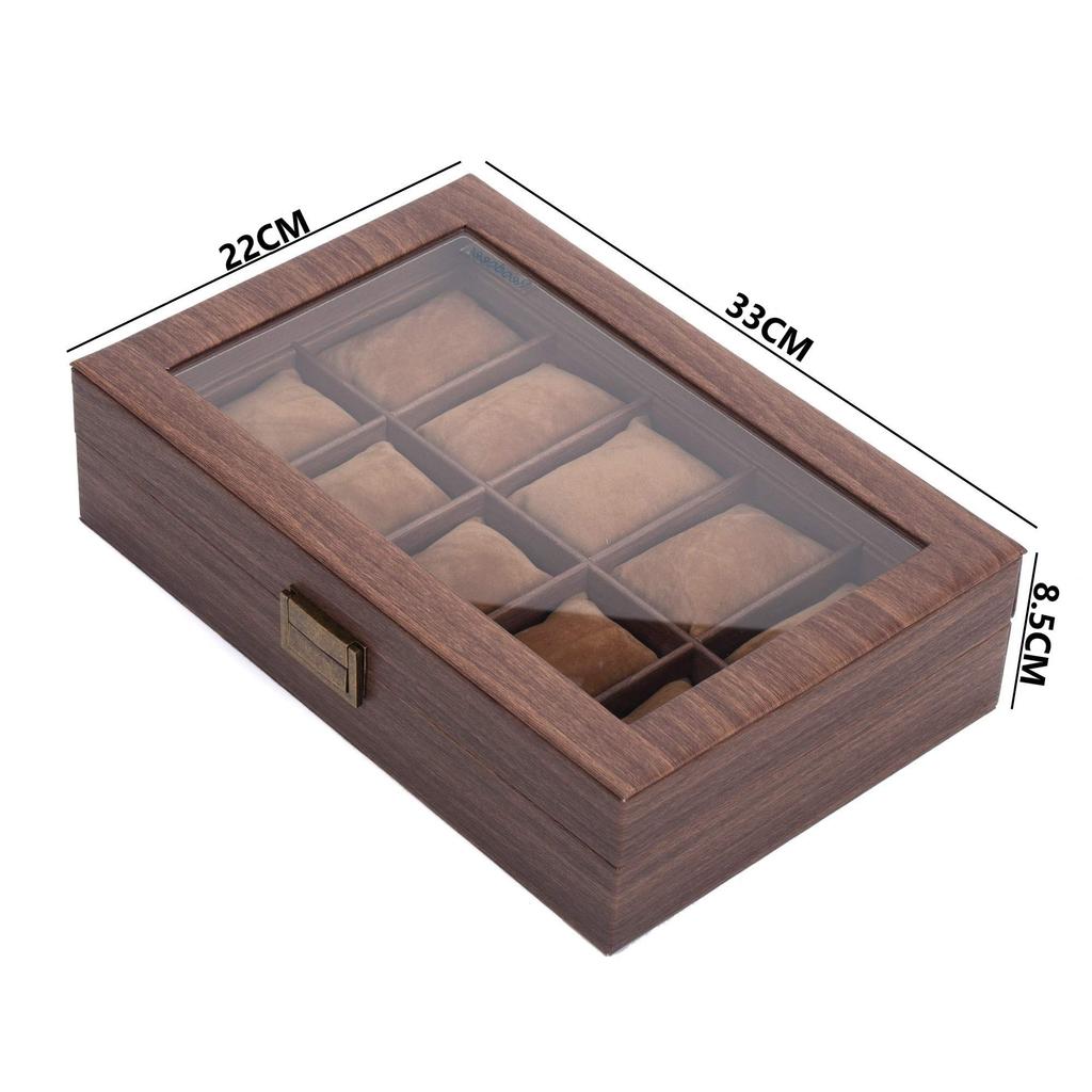 Reodoeer Wood Grain PU Watch Storage Watch Storage Collection Case for 10 Watches Case, Box,
