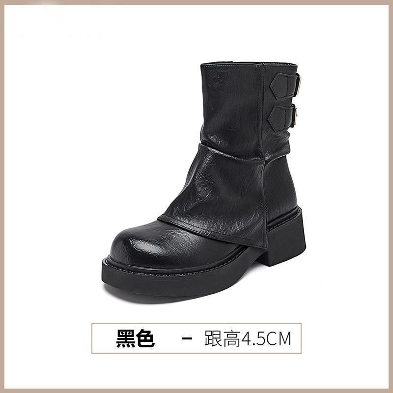 

Vintage Martin Boots Women s Autumn 2024 New Wasteland Wind Pile Boots Western Cowboy Brown Short Boots Maillard 35 чёрный