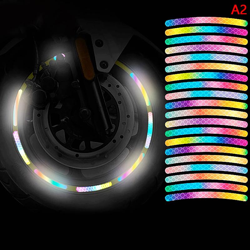 20pcs Car Wheel Hub Reflective Strips Tire Rim Colorful Stickers Night Driving Decors for Car-Styling Accessories