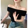 Summer Solid Slim Fit Off Shoulder Sexy T-shirt for Women Elegsnt Short Sleeve Casual Tshirts Woman Slash Neck Simple White Tee Tops 24374