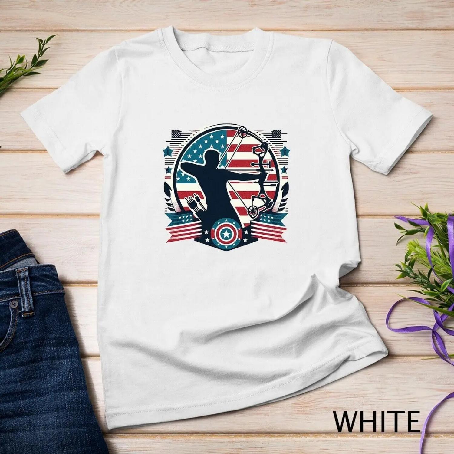 Cool Archery American Us Flag LoverT T Shirt XXXXXL белый