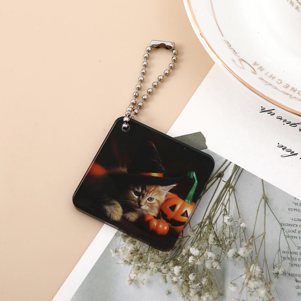 Acrylic Halloween Keychain Pumpkin Light Pendant Cartoon Cute Cat Accessory Pet Accessory Keychain