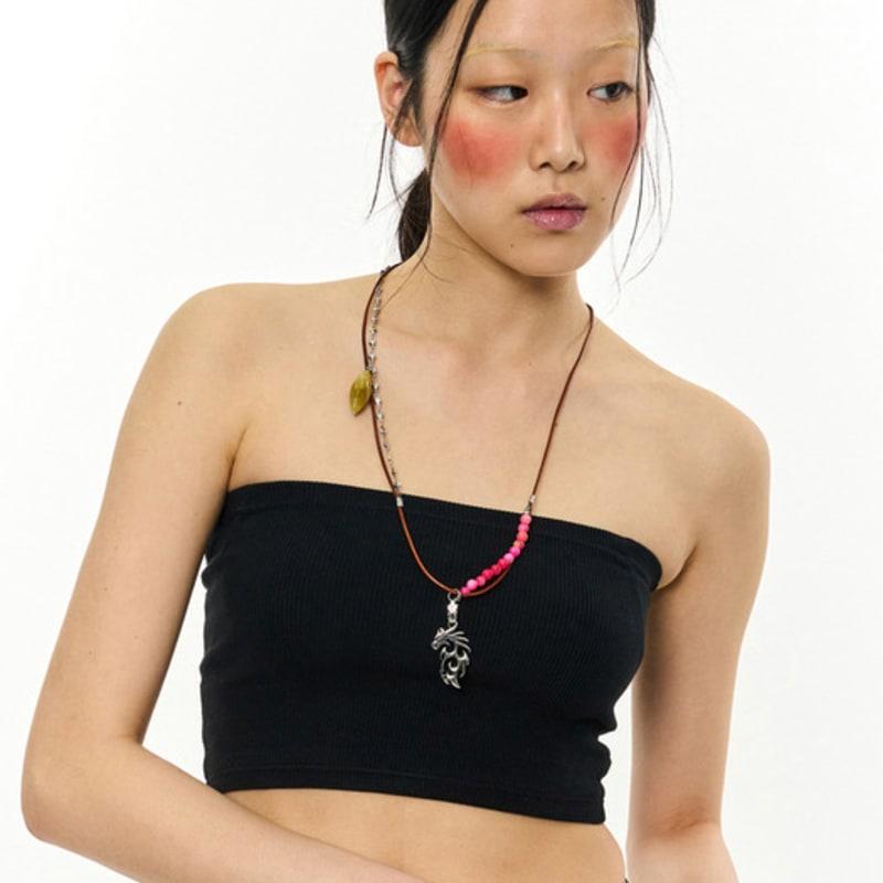 KIMZISU Stone Combi Necklace - Dragon _ BROWN