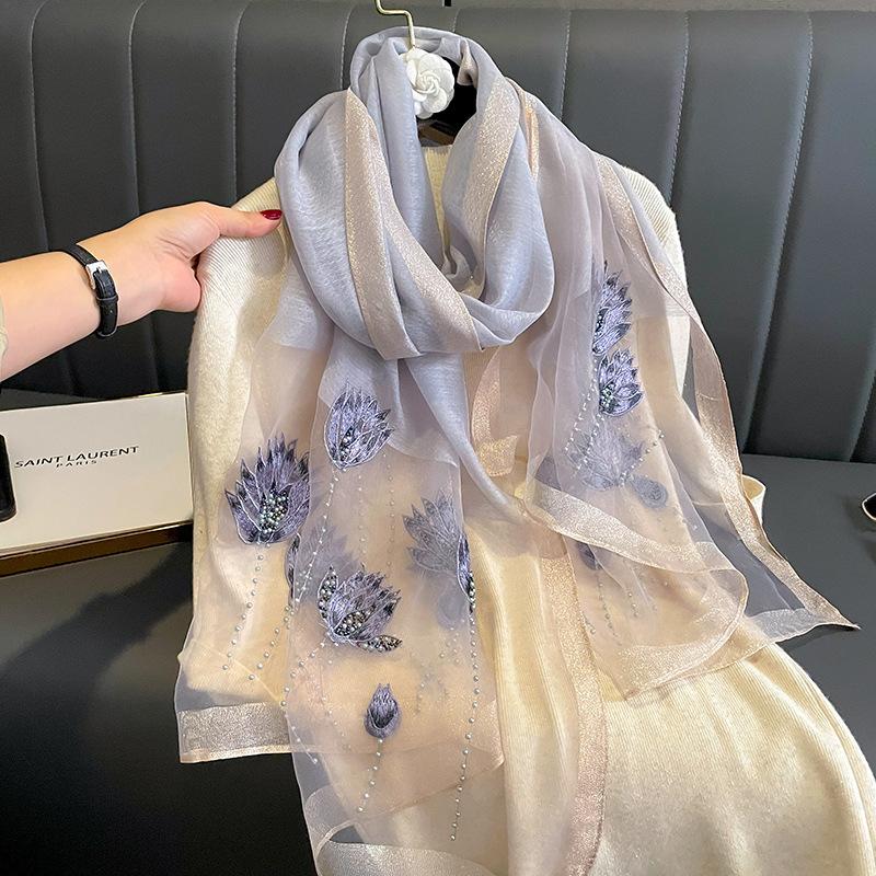 New Solid Silk Wool Scarf for Women Shawls Scarves Summer Lady Hijab Winter Fashion Warm Long Bandana Foulard Pashmina Poncho