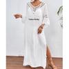 Womens American Crossborder European Handcrocheted Patchwork Ball Loose Beach Coverup Dress Sexy Backless Hollow Design